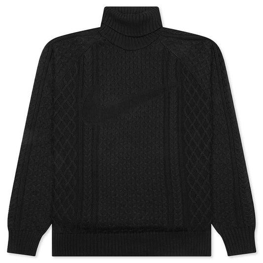 Nike Life Cable Knit Turtleneck Sweater - Black