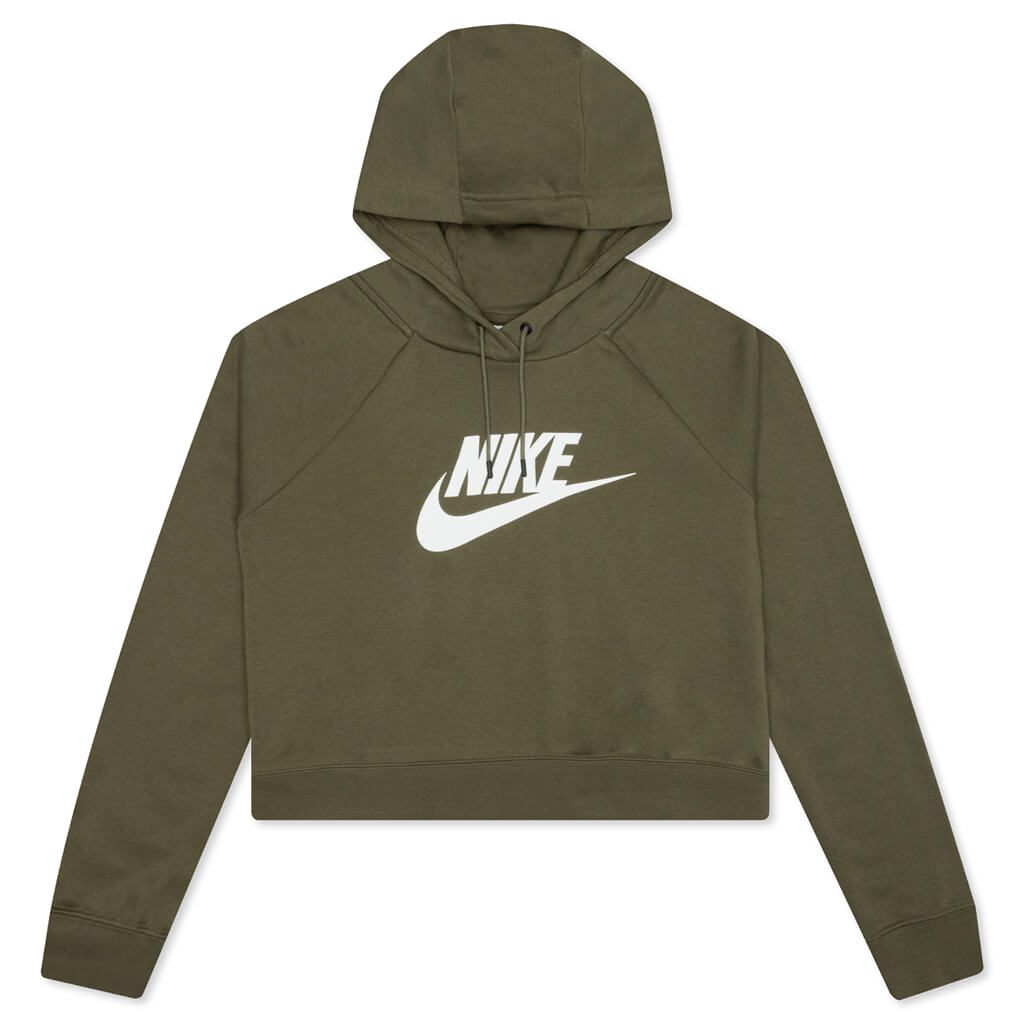 Sportswear Women's Essential Cropped Hoodie - Medium Olive/White
