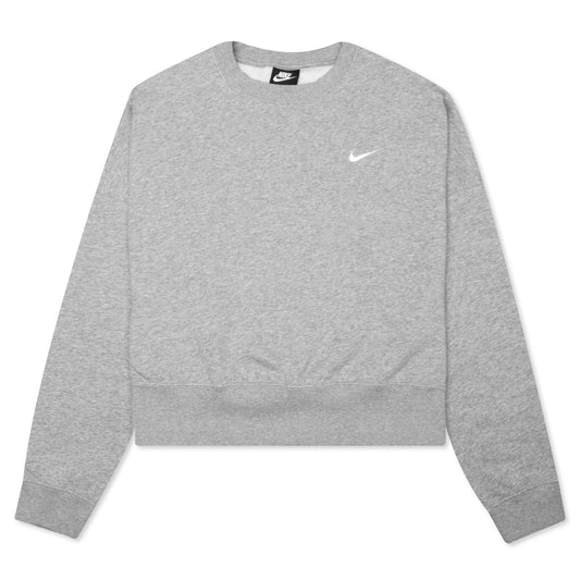 Women's Sportswear Essentials Fleece Crew - Dark Grey Heather/White