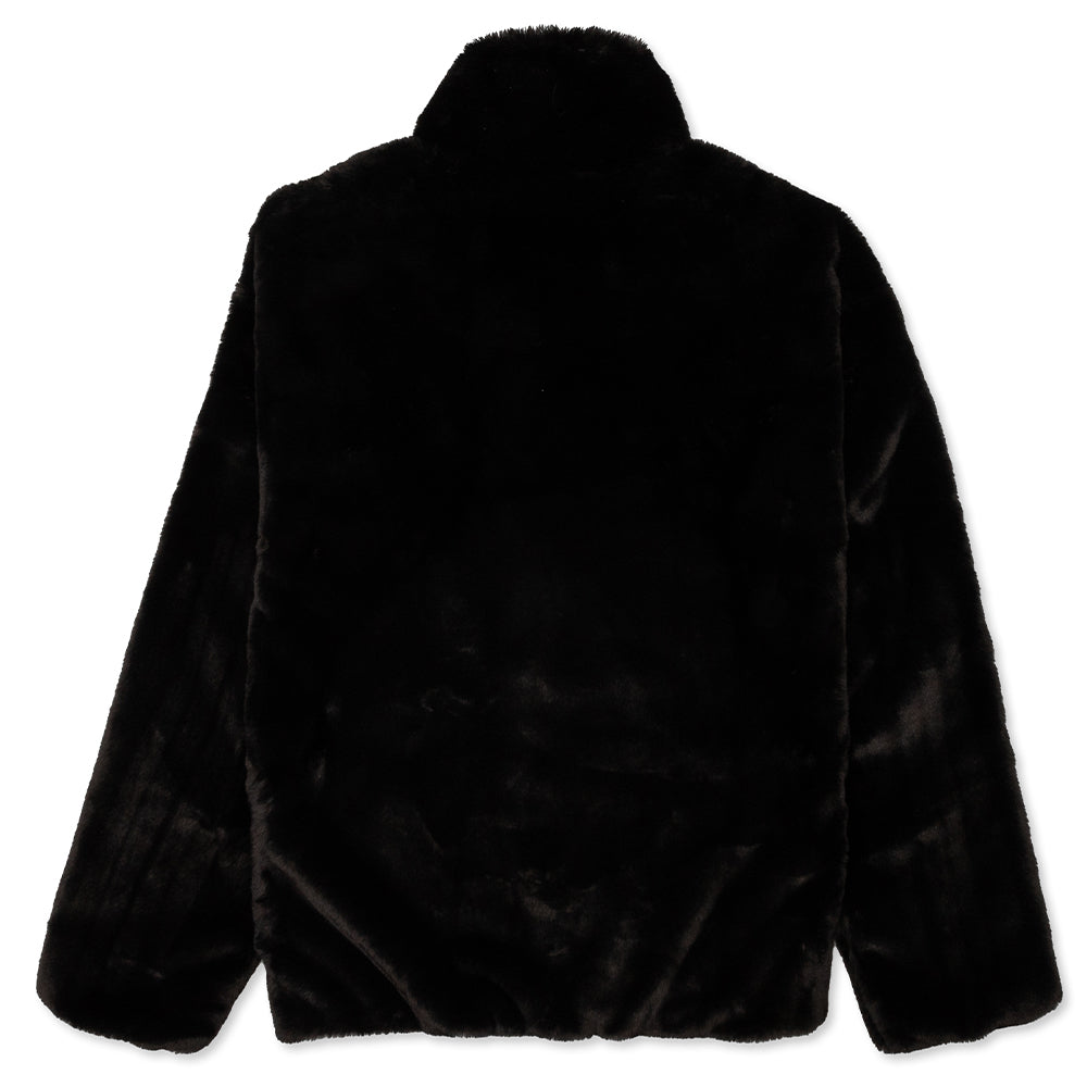 Women's Sportswear Faux Fur Jacket - Black/Fossil