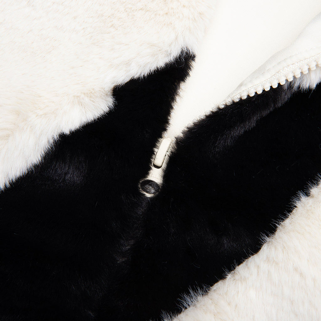 Women's Sportswear Faux Fur Jacket - Fossil/Black