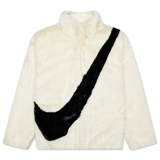 Women's Sportswear Faux Fur Jacket - Fossil/Black