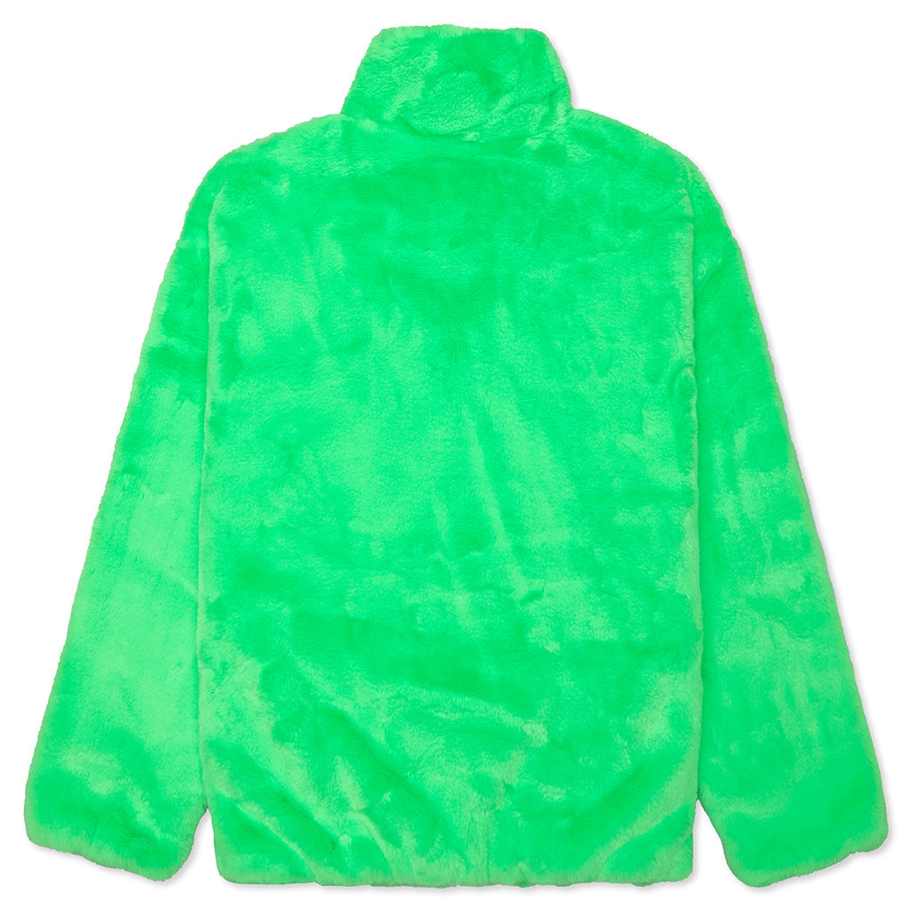 Women's Sportswear Faux Fur Jacket - Poison Green/Black