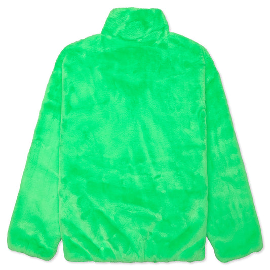 Women's Sportswear Faux Fur Jacket - Poison Green/Black