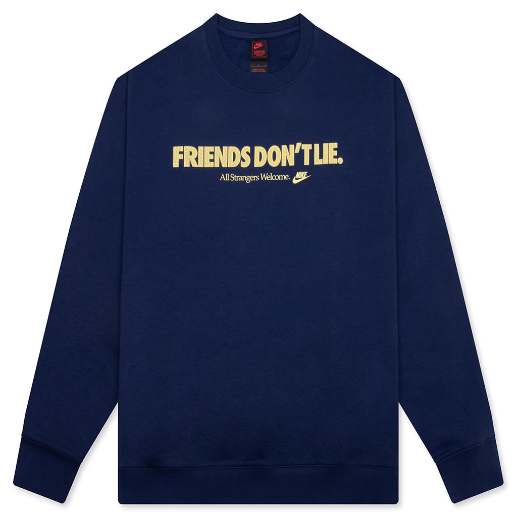 Nike x Stranger Things Fleece Crew - Midnight Navy/Soft Yellow