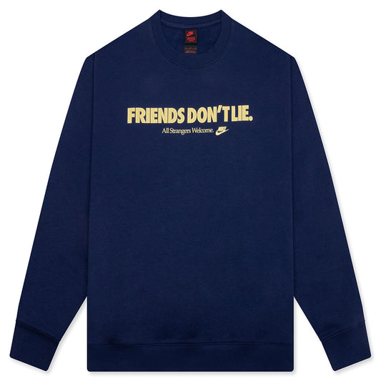 Nike x Stranger Things Fleece Crew - Midnight Navy/Soft Yellow