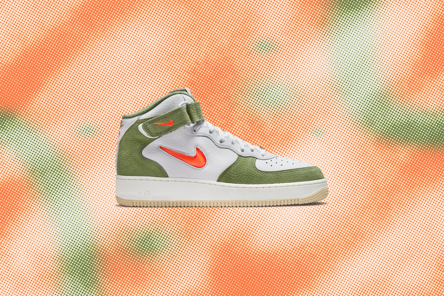 Air Force 1 Mid QS - White/Total Orange/Oil Green
