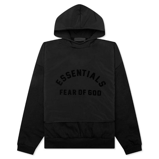 Nylon Fleece Hooded Sweater - Jet Black