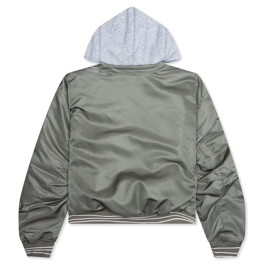 Nylon Hooded Bomber - Army Green
