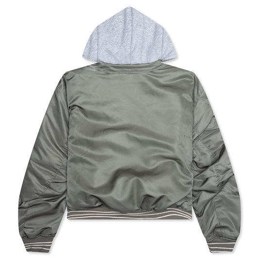 Nylon Hooded Bomber - Army Green