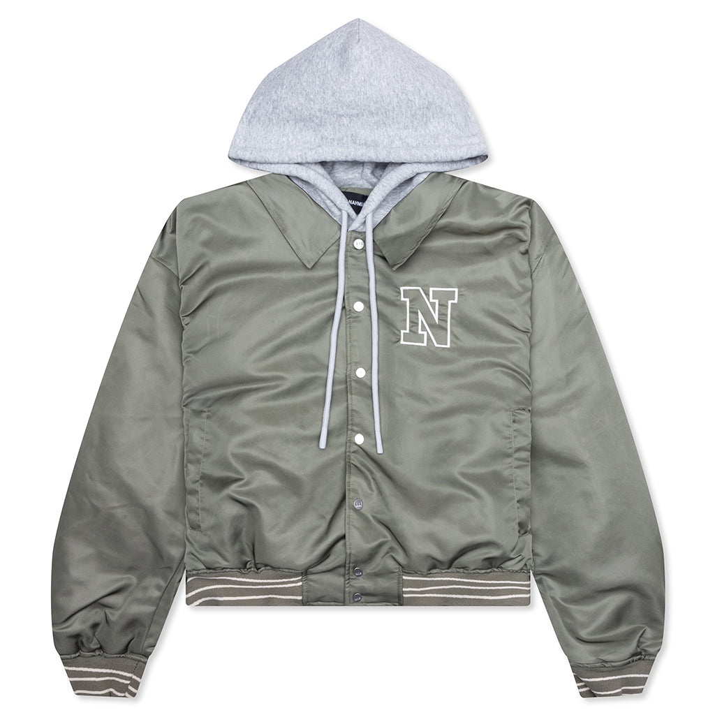 Nylon Hooded Bomber - Army Green