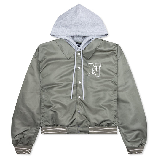Nylon Hooded Bomber - Army Green
