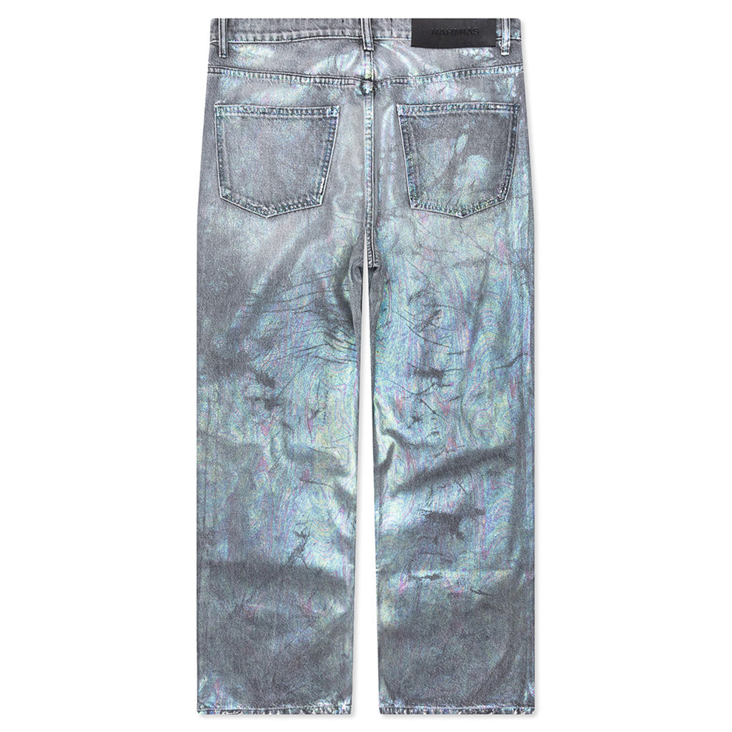 Oil Spill Baggy Jean - Charcoal Wash