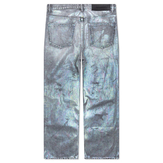 Oil Spill Baggy Jean - Charcoal Wash