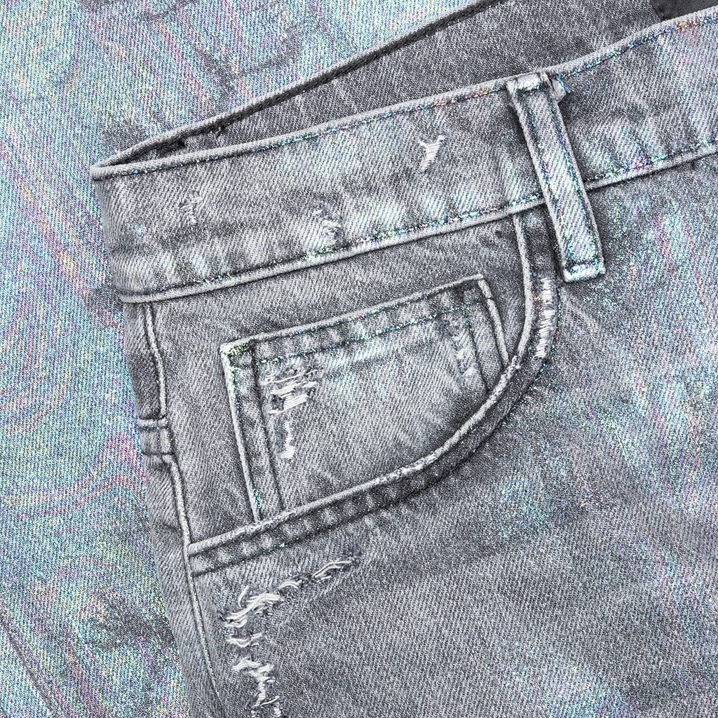 Oil Spill Baggy Jean - Charcoal Wash