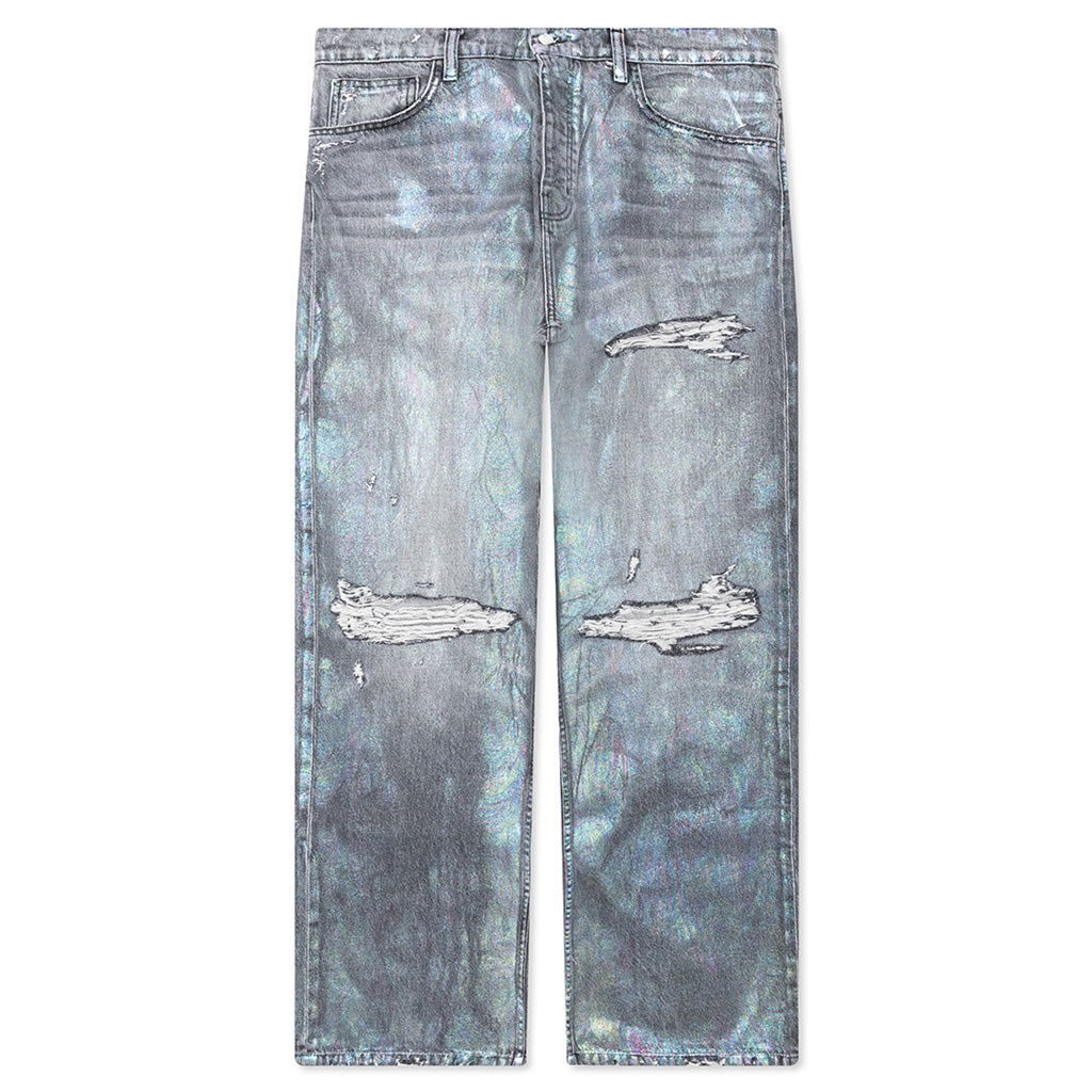 Oil Spill Baggy Jean - Charcoal Wash