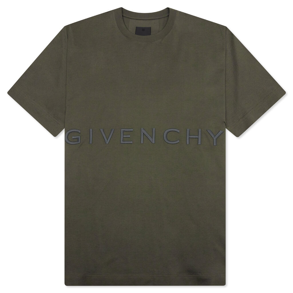 Oversized Fit Givenchy Embroidery T-Shirt - Greyish Green