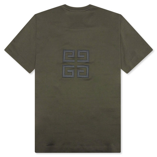Oversized Fit Givenchy Embroidery T-Shirt - Greyish Green