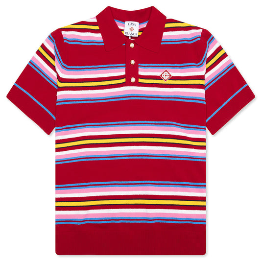 Oversized Striped Polo - Multi Dark Red
