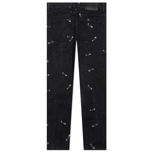 Safety Pin 5 Pocket Denim - Black