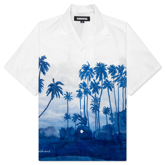 Palm Tree Hawaiian S/S Shirt - Blue