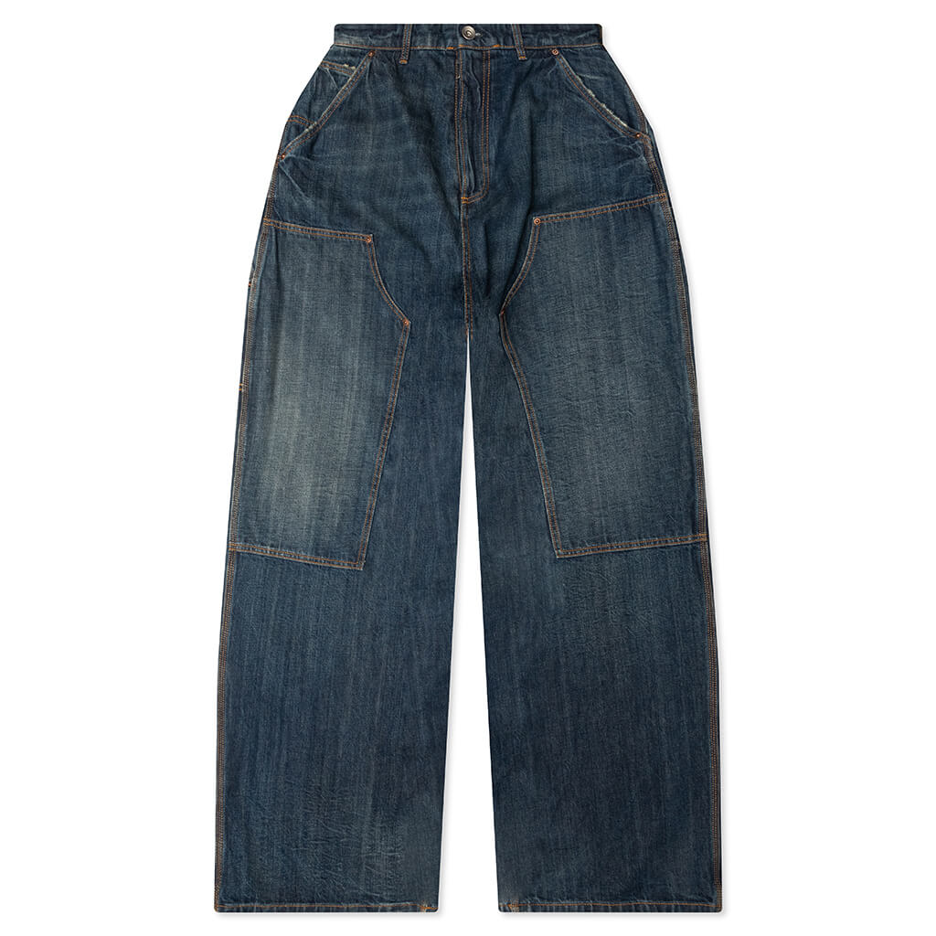 Wide-Leg Denim Pants - Blue Wash