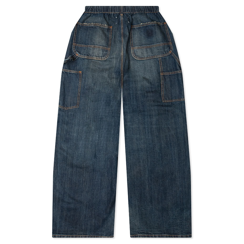 Wide-Leg Denim Pants - Blue Wash