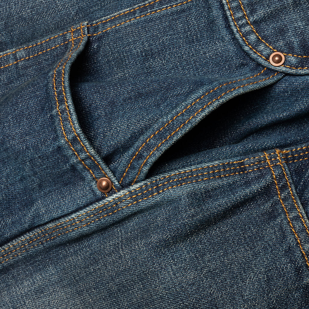 Wide-Leg Denim Pants - Blue Wash