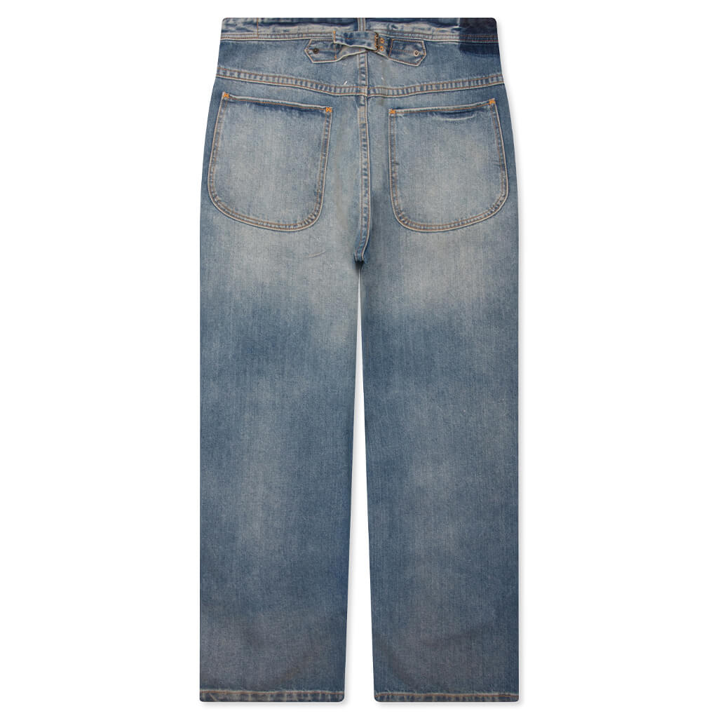 Straight Leg Cropped Jeans - Washed Blue
