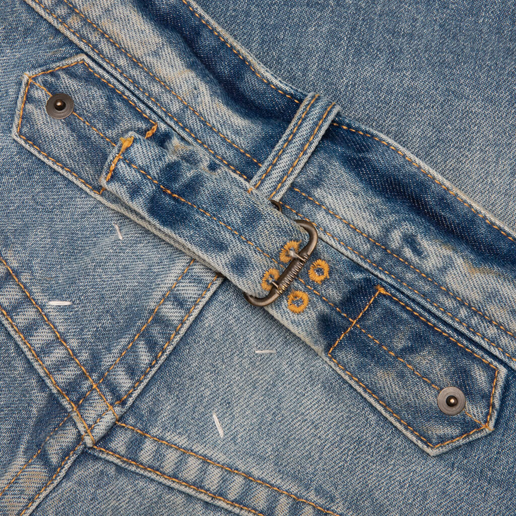 Straight Leg Cropped Jeans - Washed Blue