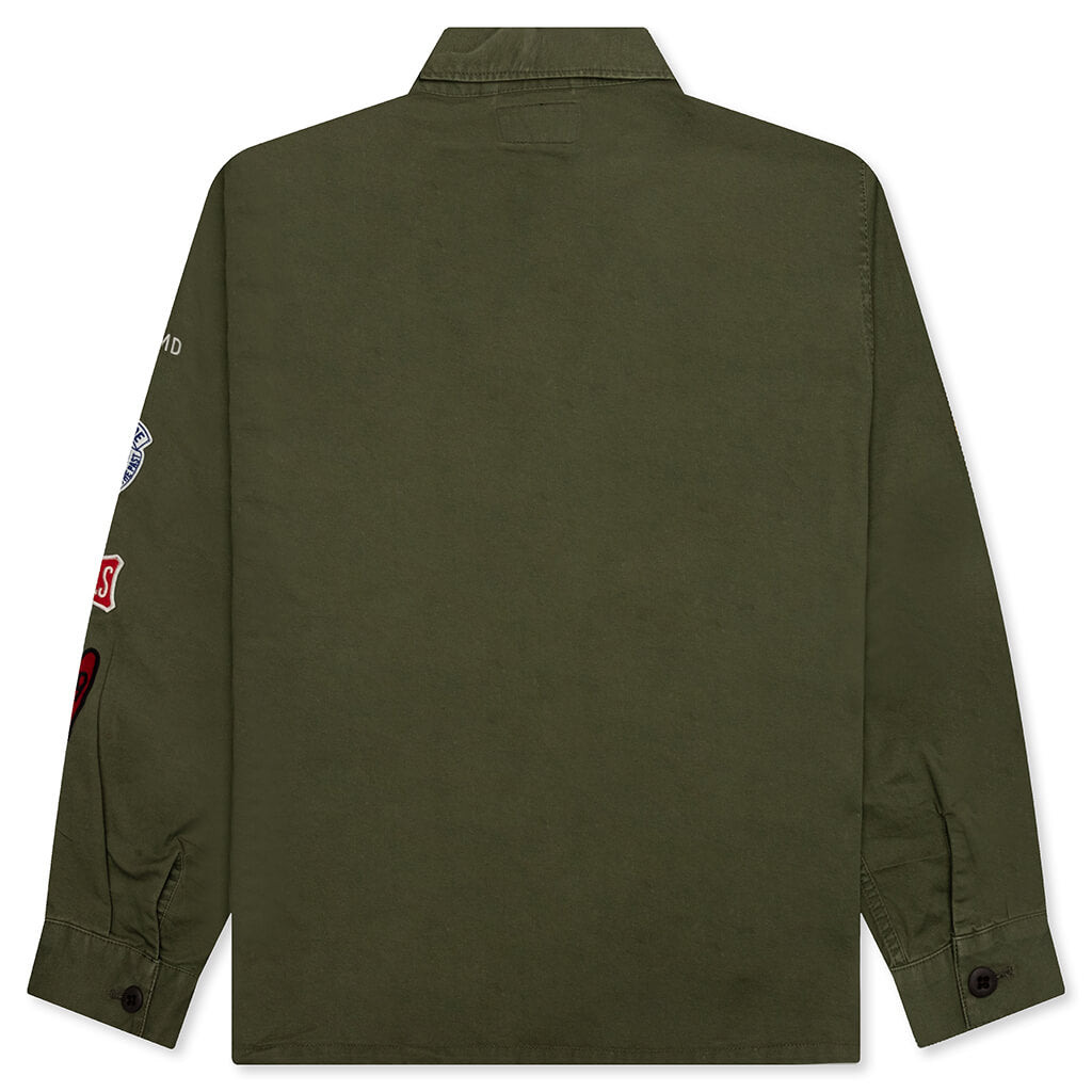 Patched Military Shirt - Olive Drab
