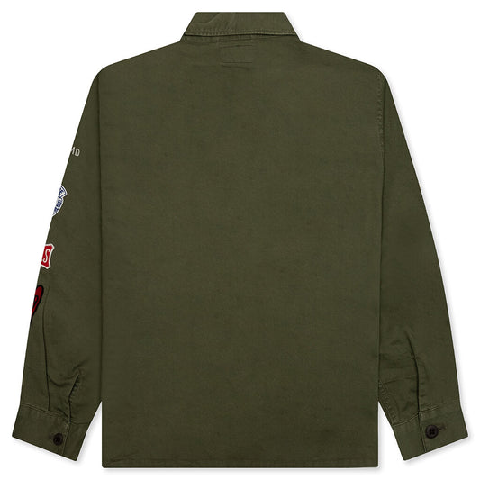 Patched Military Shirt - Olive Drab