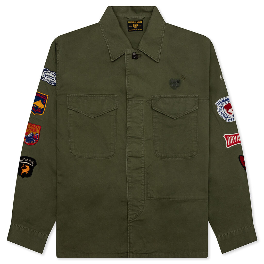 Patched Military Shirt - Olive Drab