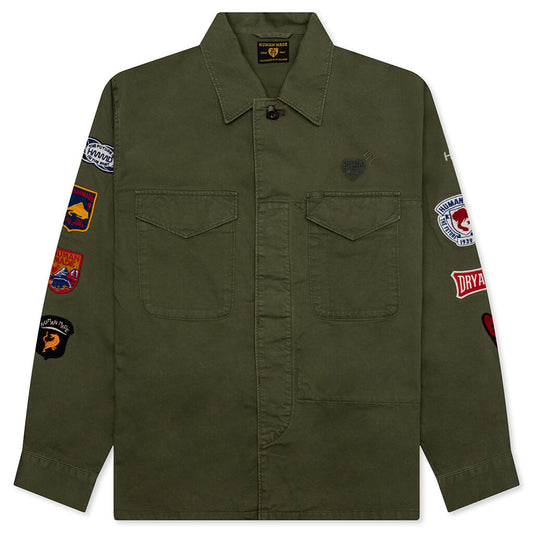 Patched Military Shirt - Olive Drab
