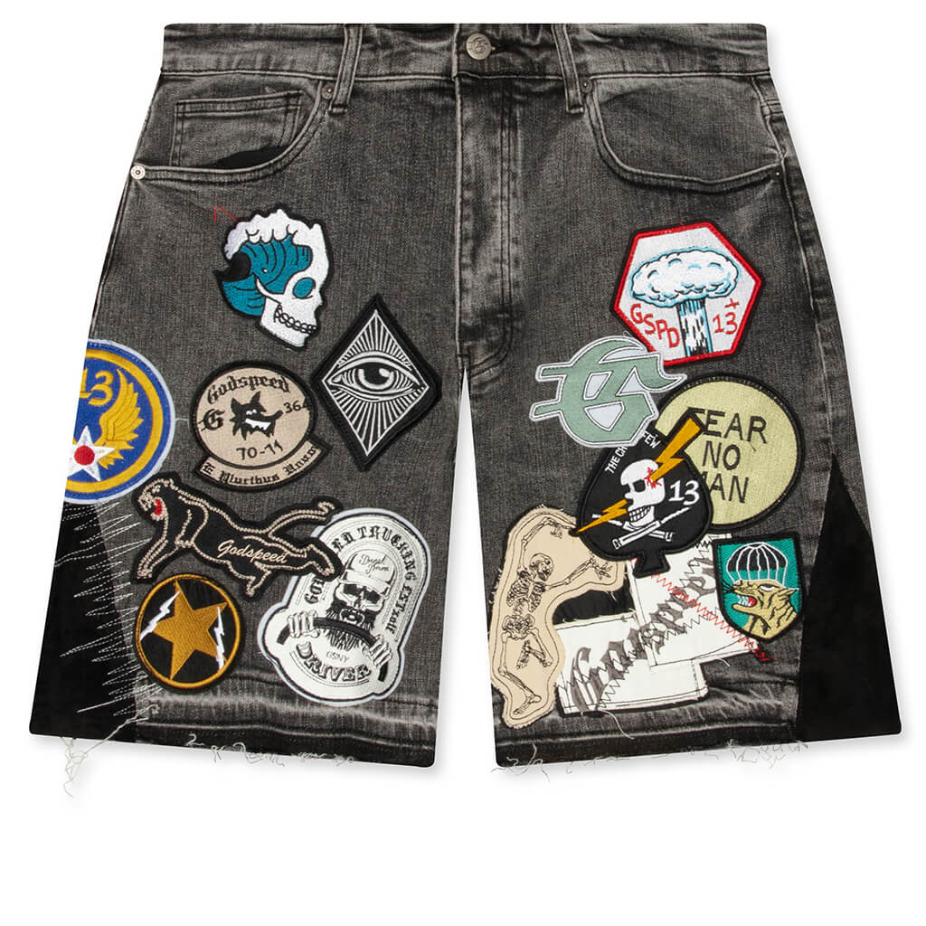 Patchwork Denim Shorts V2 - Grey