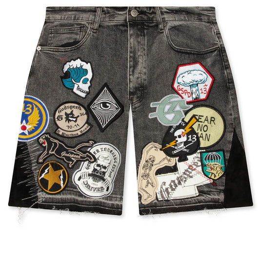 Patchwork Denim Shorts V2 - Grey
