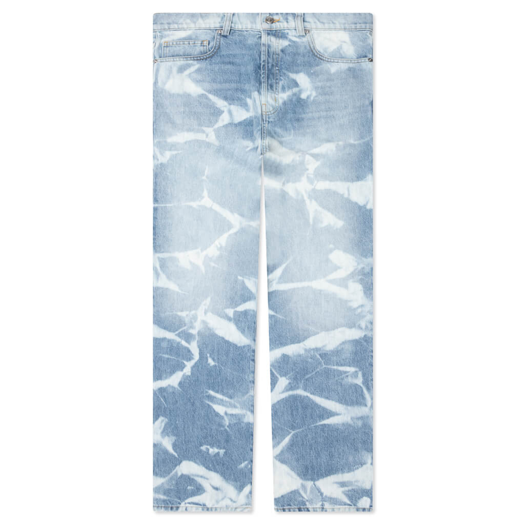 Patterned Bleach Baggy Jeans - Light Wash