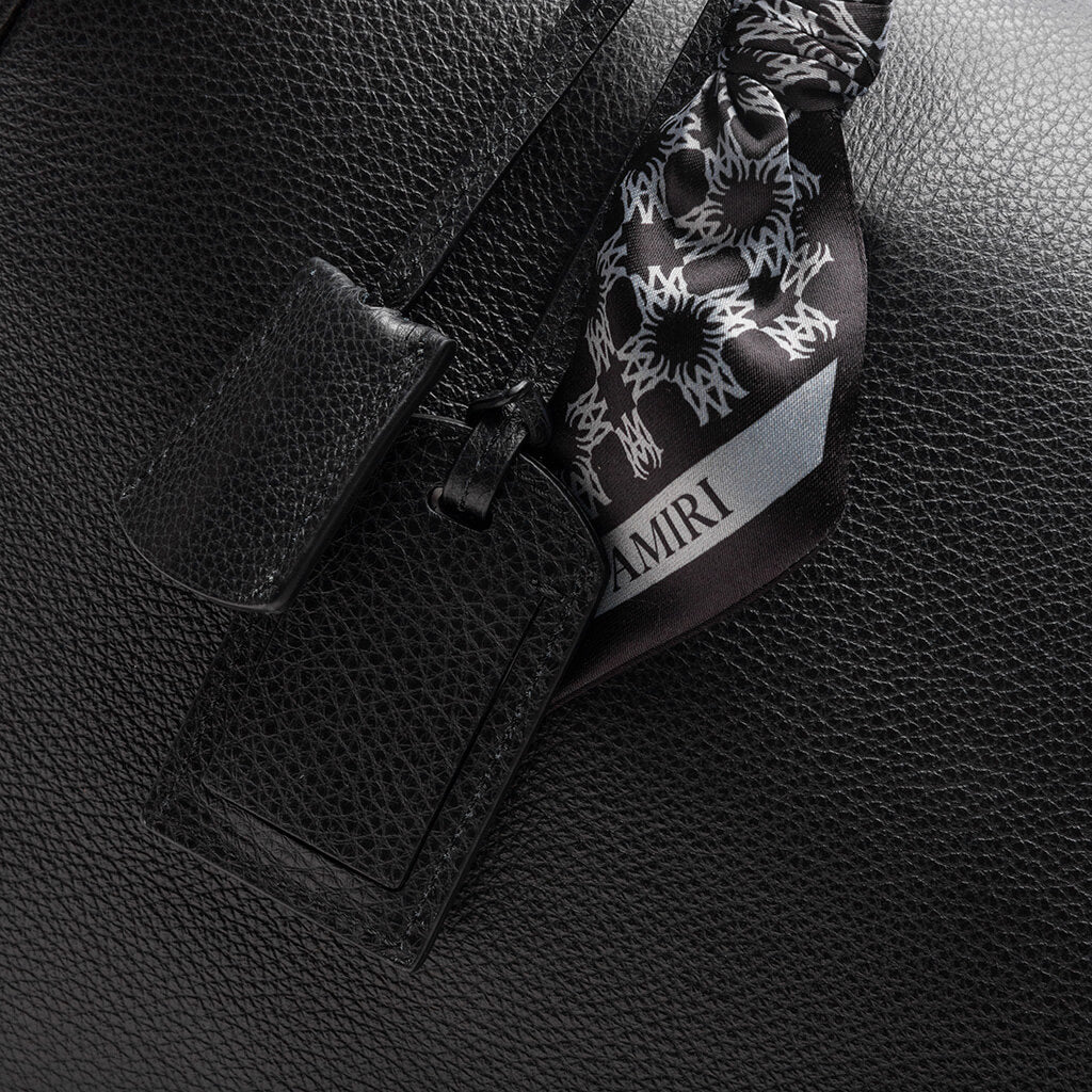 Pebbled Leather Weekender Bag - Black