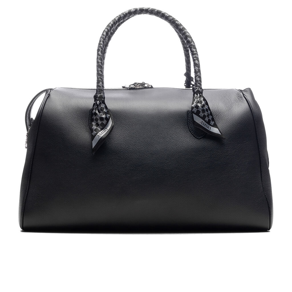 Pebbled Leather Weekender Bag - Black