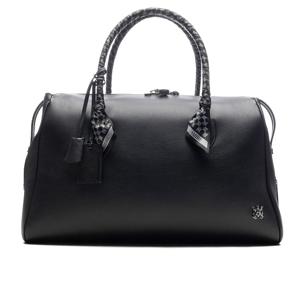Pebbled Leather Weekender Bag - Black