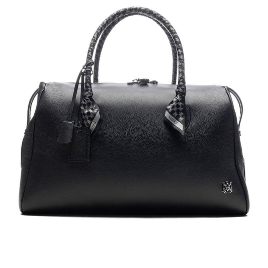 Pebbled Leather Weekender Bag - Black