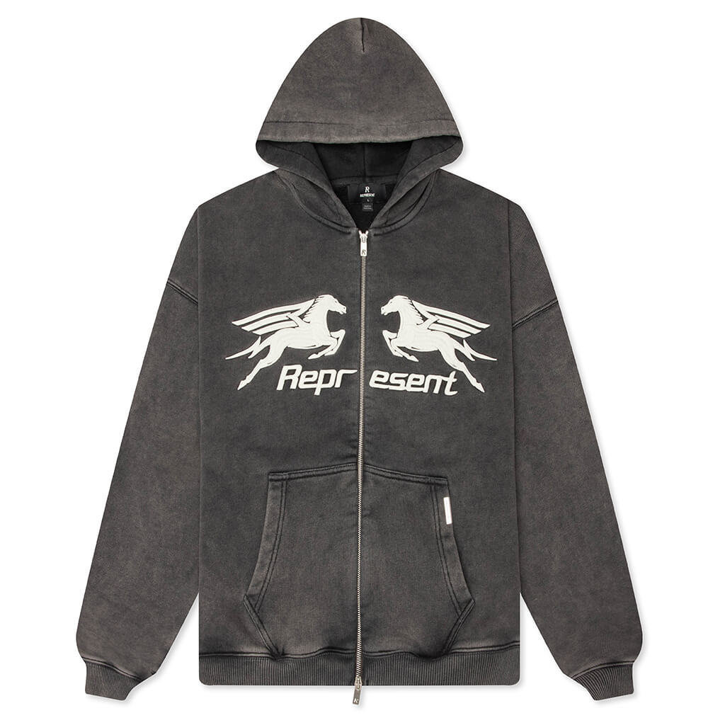 Pegasus Zip Through Hoodie - Vintage Grey