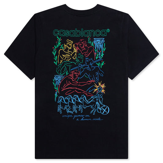 Pentathlon Screen Printed T-Shirt - Black