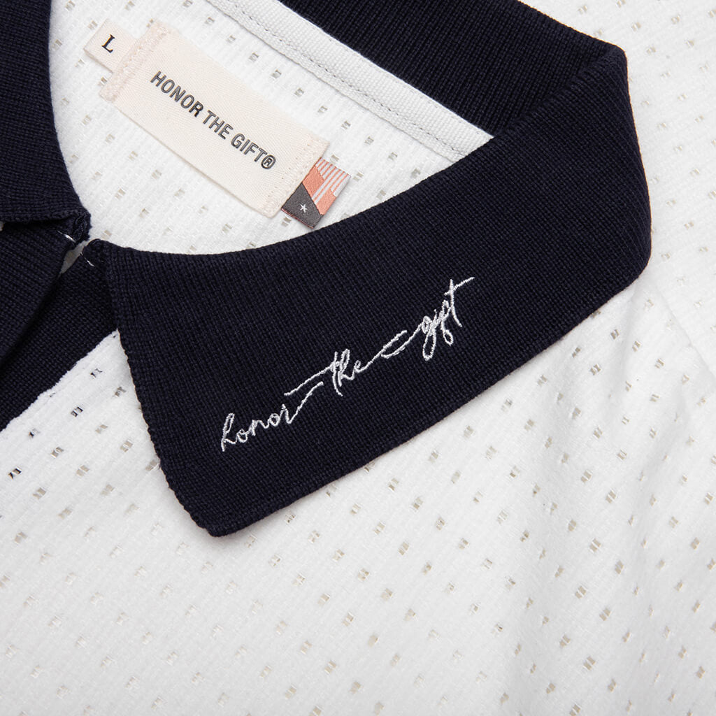 Pique Colorblock Polo - Bone