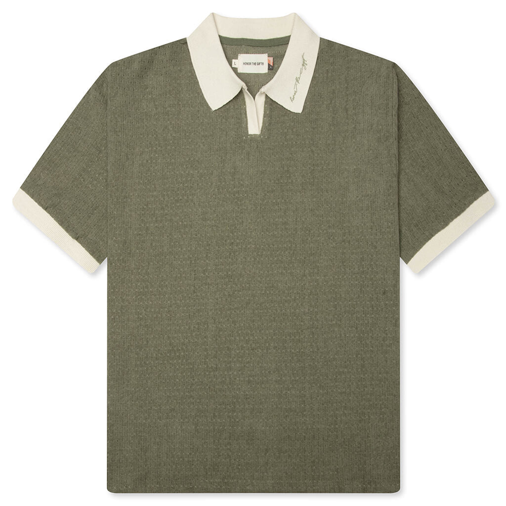 Pique Colorblock Polo - Sage
