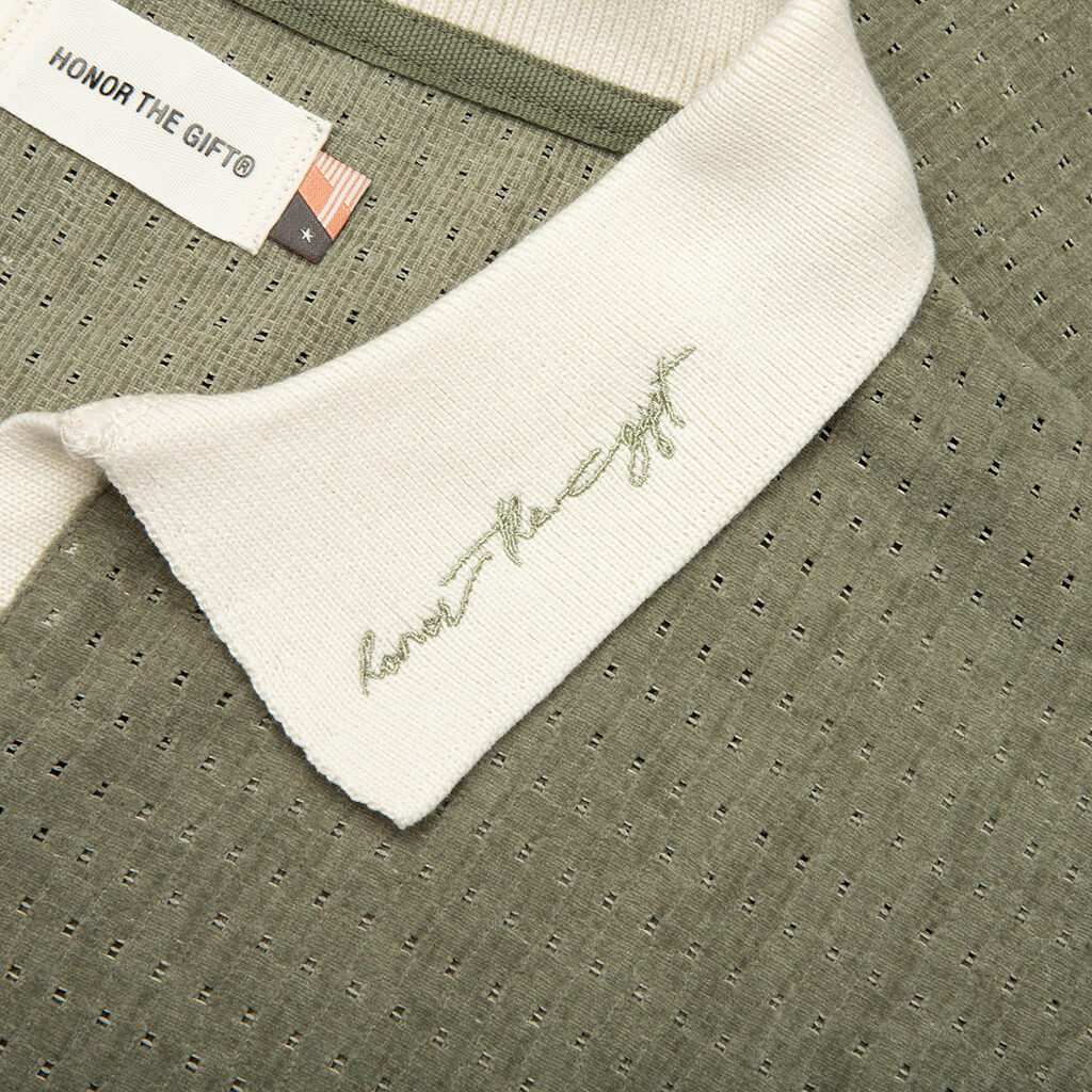 Pique Colorblock Polo - Sage