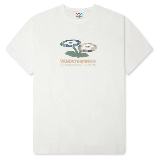 Plaid Two Flower Tee - White