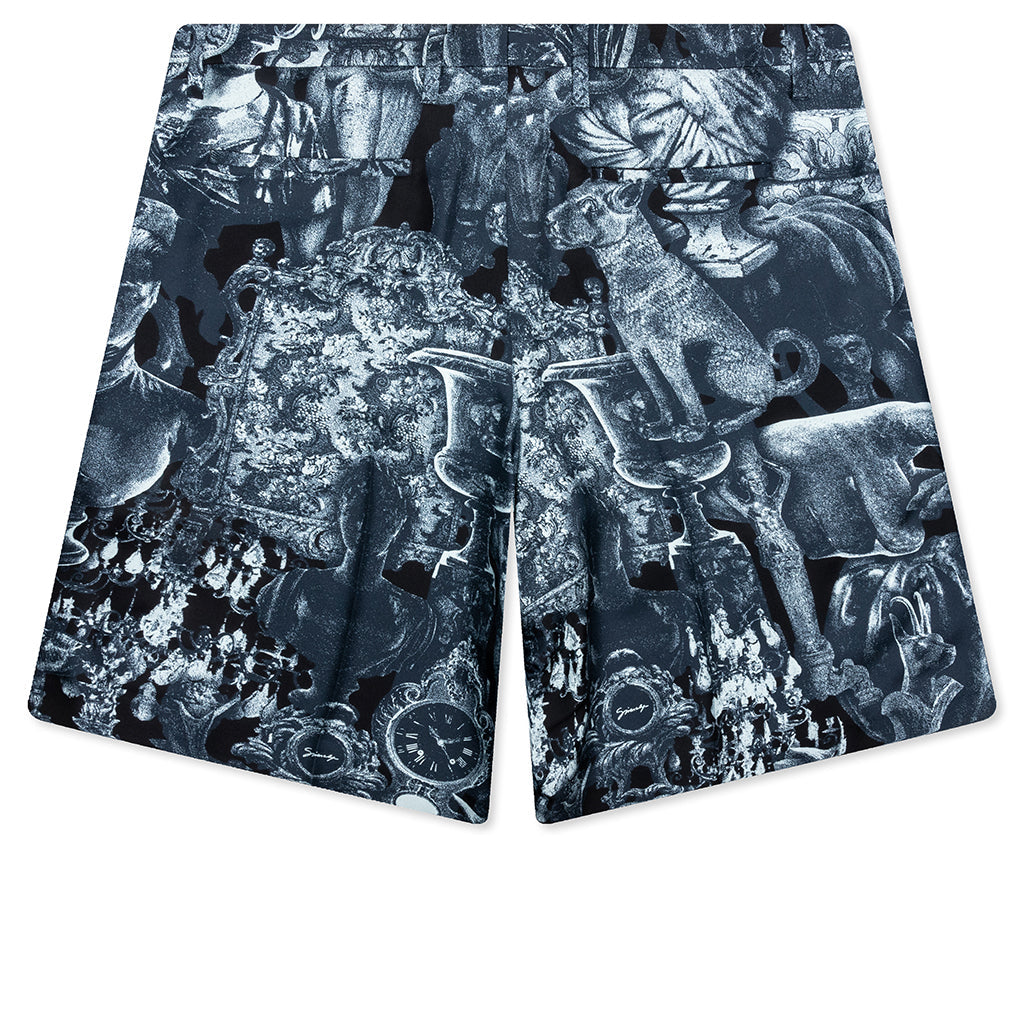 Silk Bermuda Shorts with Hubert Objects - Black/Navy