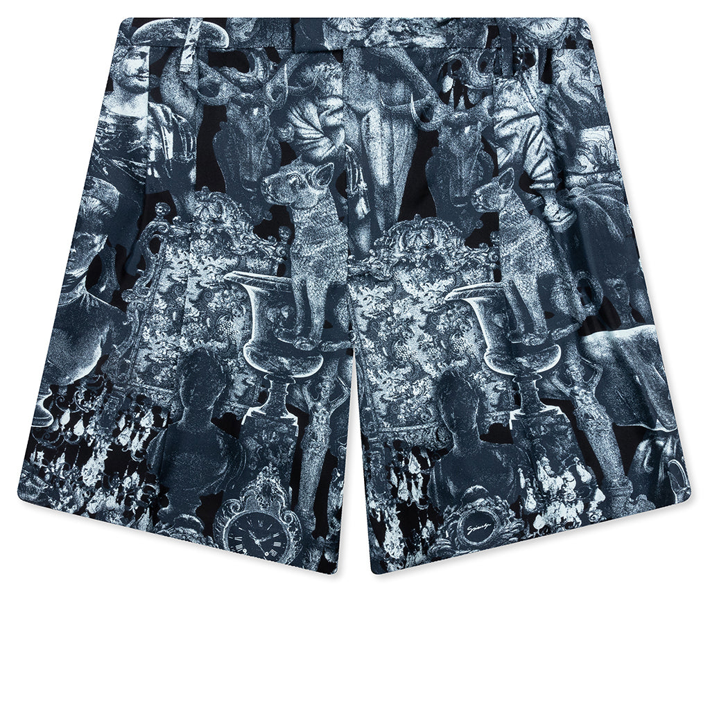 Silk Bermuda Shorts with Hubert Objects - Black/Navy