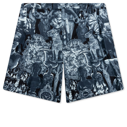 Silk Bermuda Shorts with Hubert Objects - Black/Navy